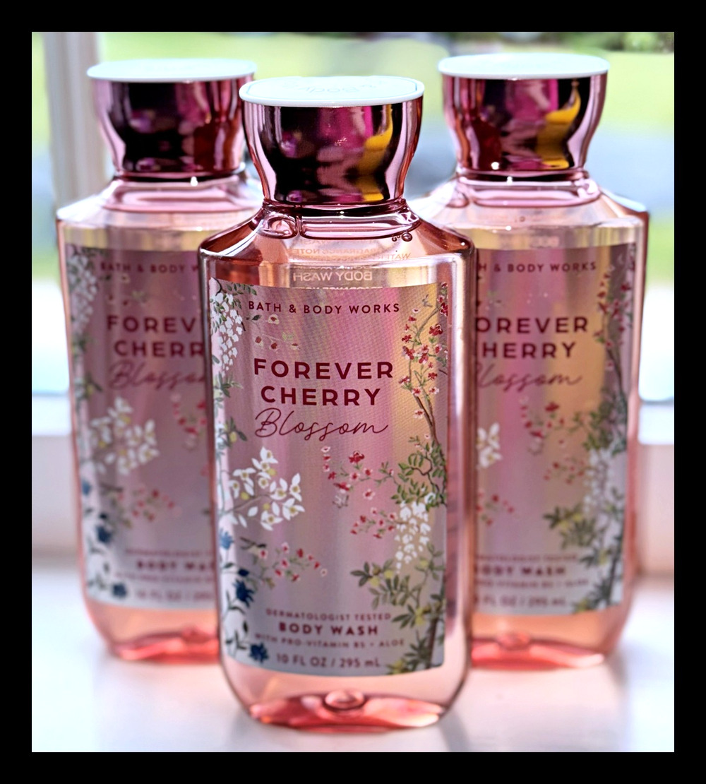 Bath & Body Works Forever Cherry Blossom 10oz Shower Gel Body Wash Aloe B5 x3